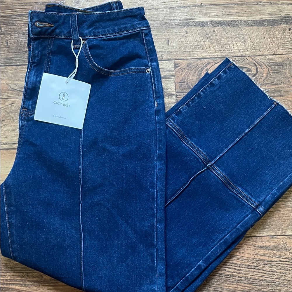 Cicy Bell Dark Blue Cropped Denim Jeans